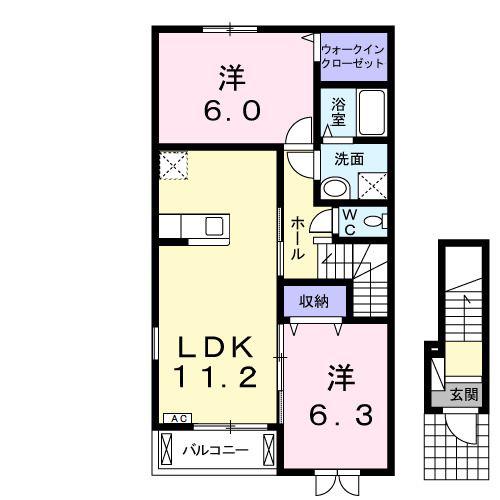 アージュB(2LDK/2階)の間取り写真