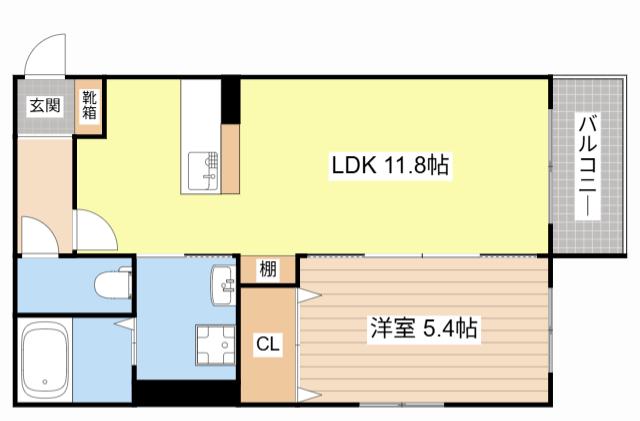 ハートフル下戸山(1LDK/3階)の間取り写真