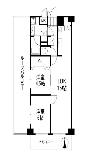 ユニハイム池田(2LDK/5階)の間取り写真
