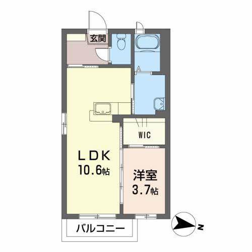 ディアス桑野(1LDK/2階)の間取り写真