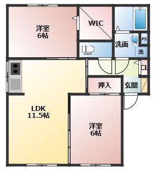 ノーザンヒルズ(2LDK/1階)の間取り写真