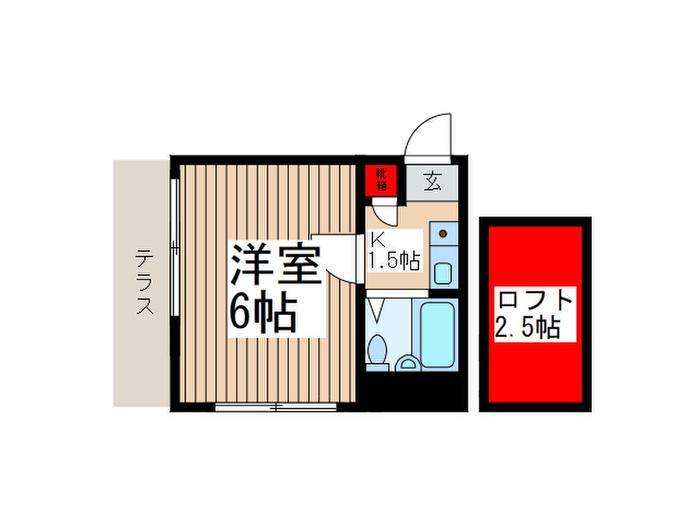 ビューパレス大宮A/B(1K/1階)の間取り写真