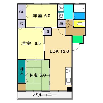 ハピネスシティ(3LDK/2階)の間取り写真