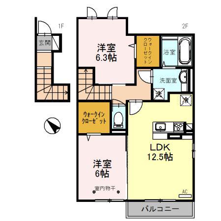 ラ・ピーノ 6(2LDK/2階)の間取り写真