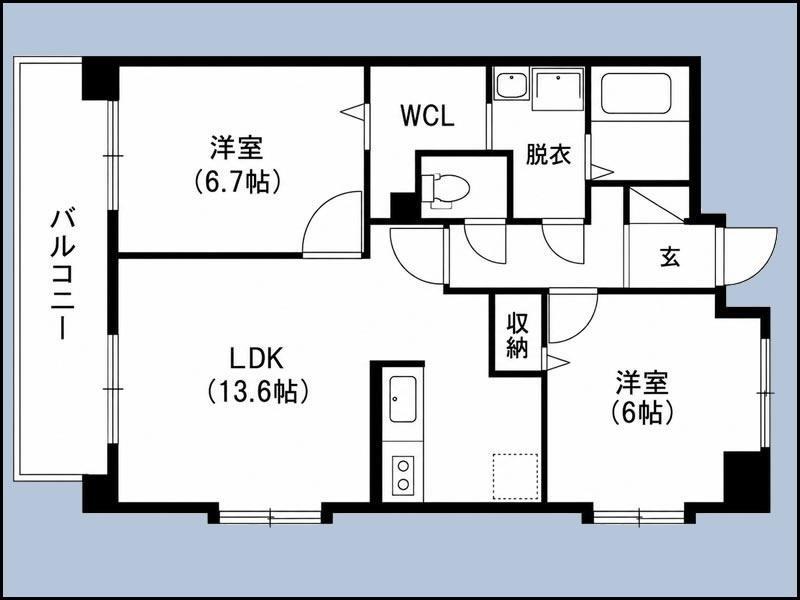 パークハイツ美咲(2LDK/5階)の間取り写真