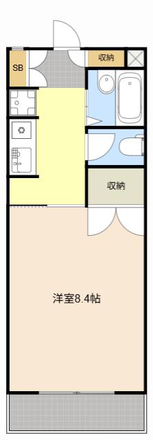 ツインシャトー富ヶ丘(1DK/4階)の間取り写真
