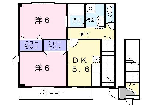 クラールC(2DK/2階)の間取り写真