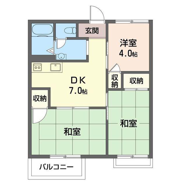 マロンハイムASUKA(3DK/2階)の間取り写真