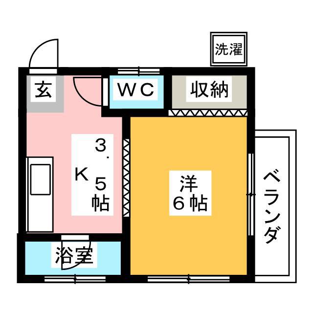 コーポ第三フクジュ(1K/2階)の間取り写真