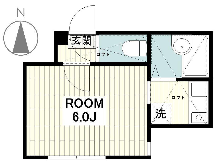 サザンリーフ中央林間II(1K/2階)の間取り写真