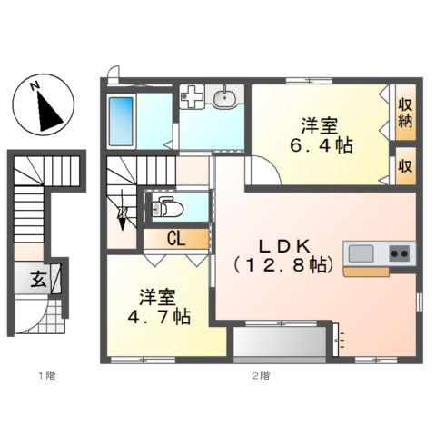 ARIETTA(2LDK/2階)の間取り写真
