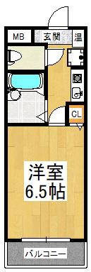クロスロード北池田(1K/3階)の間取り写真