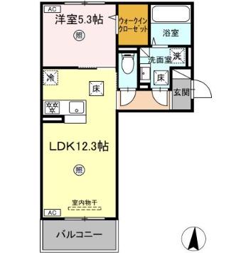 エウレカ玉名駅前(1LDK/2階)の間取り写真