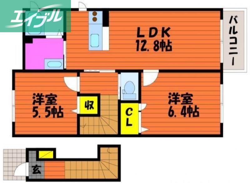 メゾン プレジール(2LDK/2階)の間取り写真