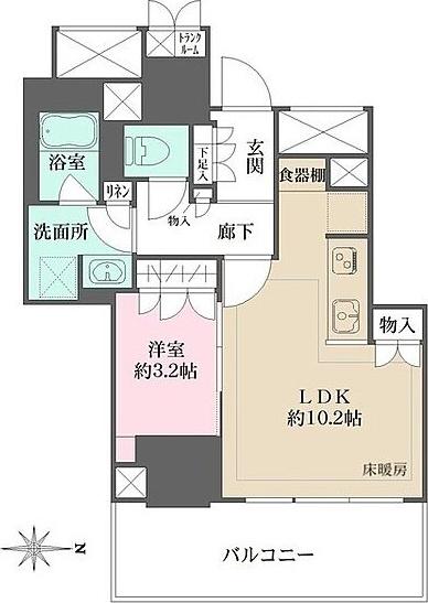 BRILLIA TOWER 池袋 ウエスト(1LDK/3階)の間取り写真