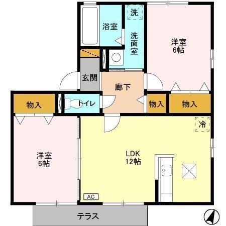 リビングタウンみのり台A(2LDK/1階)の間取り写真
