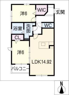 フランボワーズ(2LDK/1階)の間取り写真