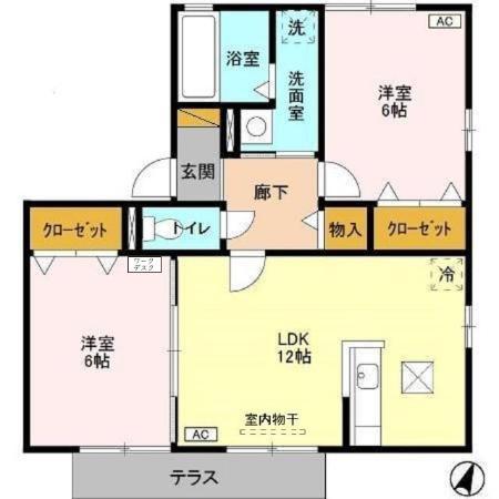 リビングタウンみのり台A(2LDK/1階)の間取り写真
