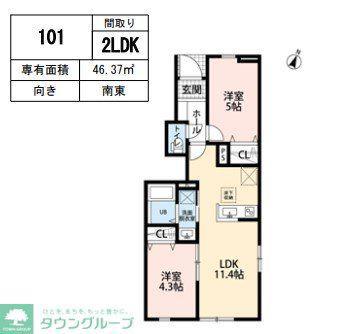 リーブルファイン柏新柏(2LDK/1階)の間取り写真