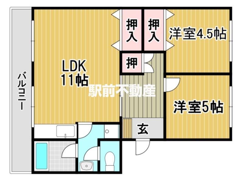 石井ビル(2LDK/1階)の間取り写真