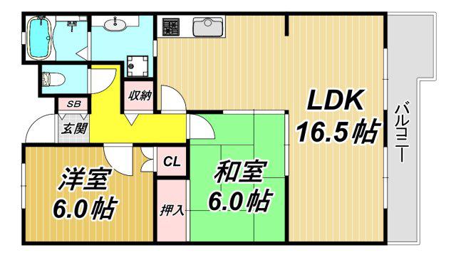 シャーメゾン燦燦東館(2LDK/1階)の間取り写真