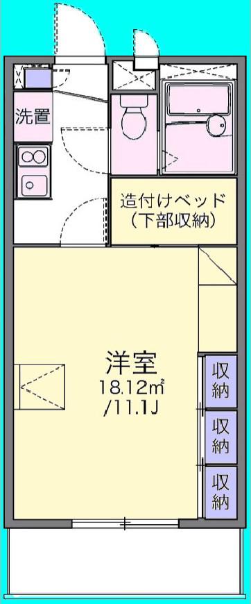 ヴィル ヌーブ(1K/1階)の間取り写真