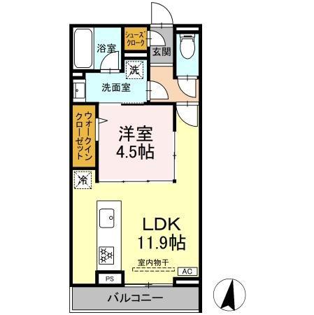 フォーティスMGH(1LDK/2階)の間取り写真