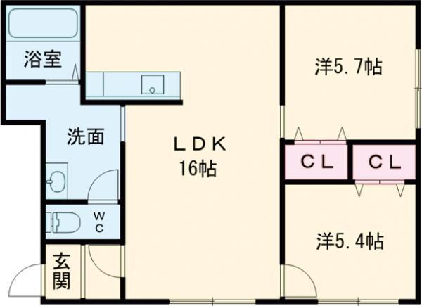 LUCE(2LDK/1階)の間取り写真