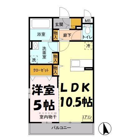 クラール(1LDK/3階)の間取り写真