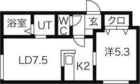 シリウス環状通東(1LDK/2階)の間取り写真