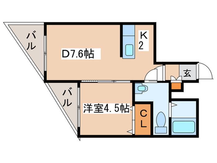 フェリーチェ桑園(1DK/3階)の間取り写真