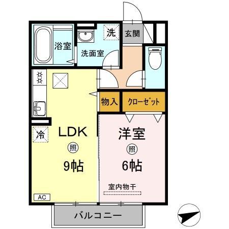 ステラA棟(1LDK/2階)の間取り写真