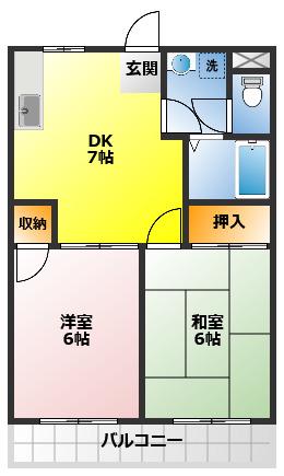 ドリームパレス(2DK/2階)の間取り写真