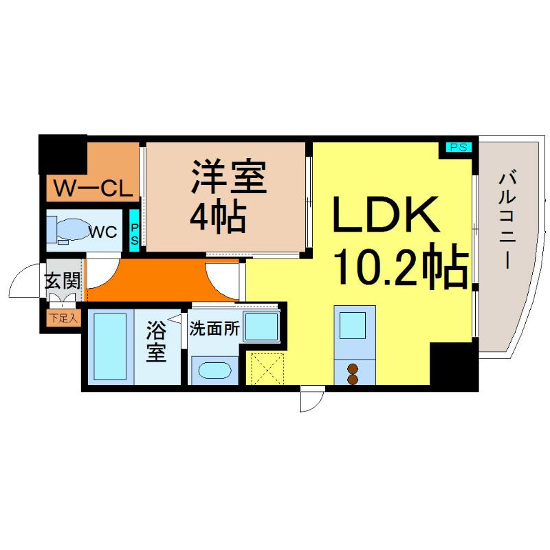 プレサンス栄ラグジュ(1LDK/9階)の間取り写真