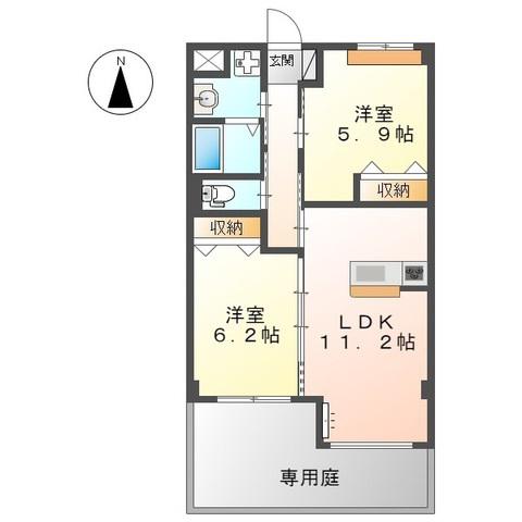 レーグルII番館(2LDK/1階)の間取り写真