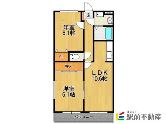 エスポワールI番館(2LDK/1階)の間取り写真
