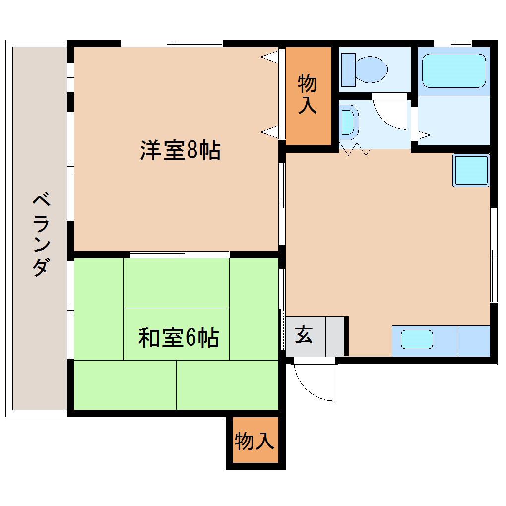 イーストハイツ(2LDK/2階)の間取り写真