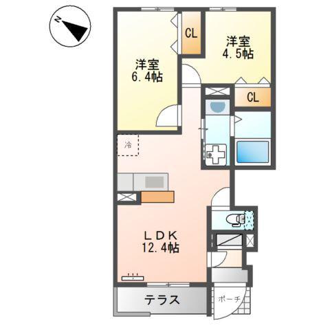 サンタプレイスVII(2LDK/1階)の間取り写真
