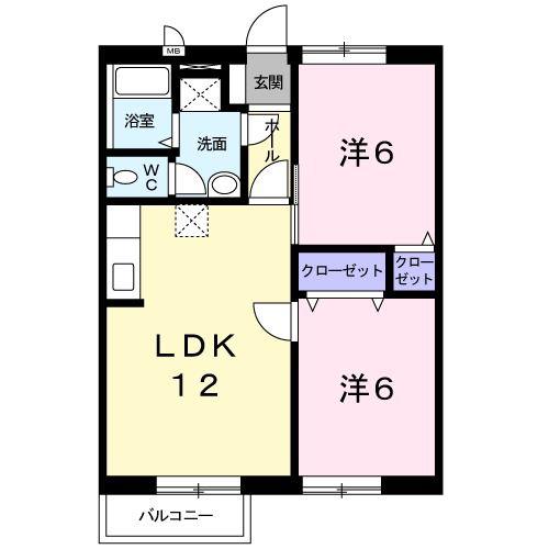 サンクレスト高萩II(2LDK/2階)の間取り写真
