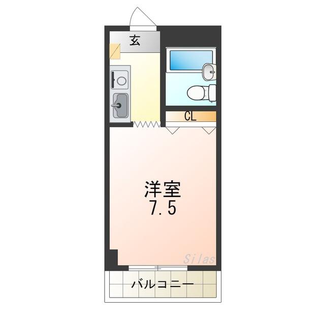 クレストコート(1K/3階)の間取り写真
