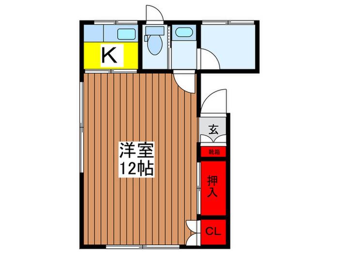 野尻ビル(1K/3階)の間取り写真