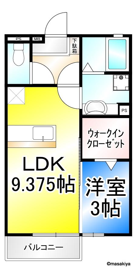 カサ・デ・サチII(1LDK/1階)の間取り写真
