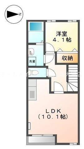 ウィル吉川(1LDK/2階)の間取り写真