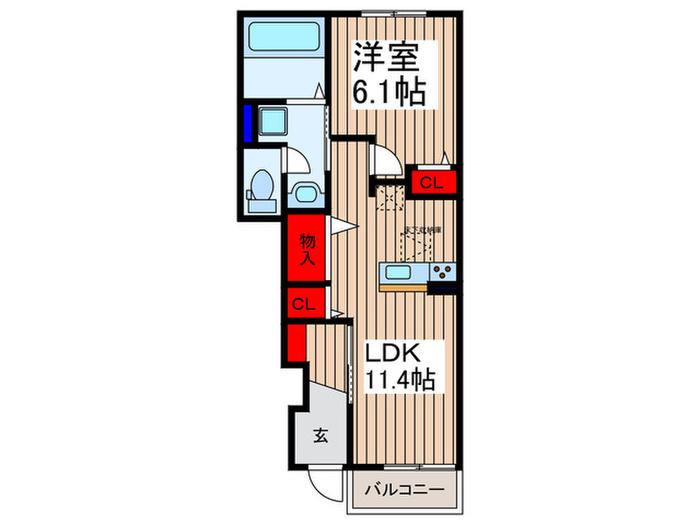 スカイガーデンA(1LDK/1階)の間取り写真