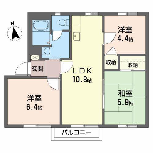 キャッスル秋峰E(3LDK/2階)の間取り写真