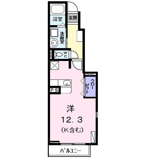 クレメント花塚(ワンルーム/1階)の間取り写真