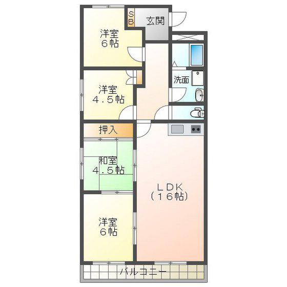 ルポール東浜(4LDK/2階)の間取り写真