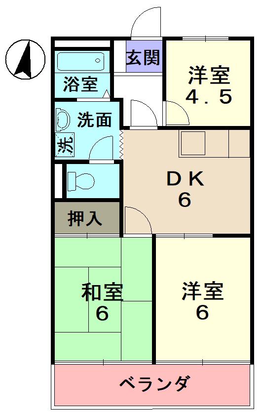 パープルエール(3DK/2階)の間取り写真