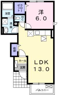 トラステージ・I(1LDK/1階)の間取り写真