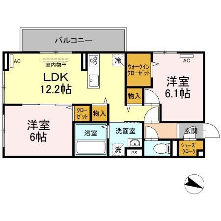 セジュール鵬舟VI(2LDK/2階)の間取り写真